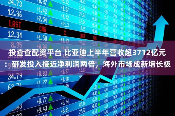 投查查配资平台 比亚迪上半年营收超3712亿元：研发投入接近净利润两倍，海外市场成新增长极