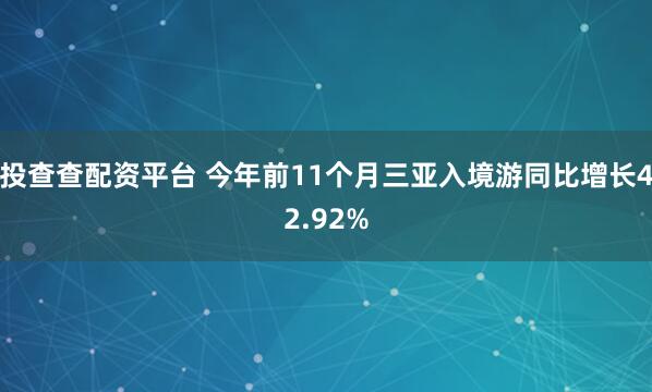 投查查配资平台 今年前11个月三亚入境游同比增长42.92%